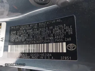 2022 Toyota Avalon XLE z VIN 4T1JZ1FB2NU073049, wystawiony jako IAAI lot #41506550 z przebiegiem 52 073 mil mil oraz . Historia ofert i sprzedaży dostępna na DreamBid. Obrazek 9.