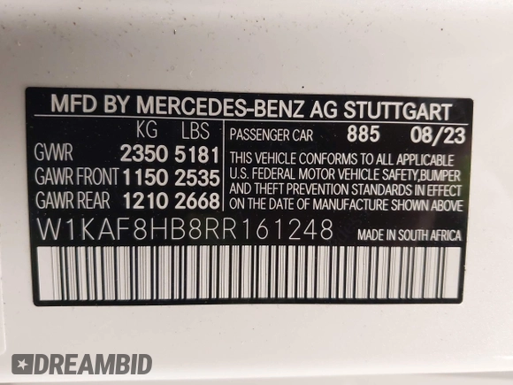 2024 Mercedes-Benz C 43 AMG z VIN W1KAF8HB8RR161248, wystawiony jako IAAI lot #42016332 z przebiegiem 3 161 mil mil oraz . Historia ofert i sprzedaży dostępna na DreamBid. Obrazek 9.
