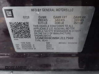 2019 Chevrolet Traverse LT z VIN 1GNERHKW8KJ117969, wystawiony jako IAAI lot #41619931 z przebiegiem 64 767 mil mil oraz . Historia ofert i sprzedaży dostępna na DreamBid. Obrazek 9.
