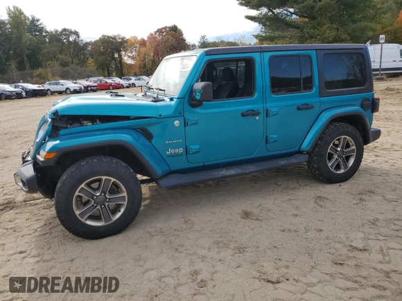 2020 Jeep Wrangler Unlimited Sahara with VIN 1C4HJXEN5LW107415, listed as a Copart auction lot 76152244 with 117,840 mi miles and Salvage title. Bid and sale history available at DreamBid. Image 1.