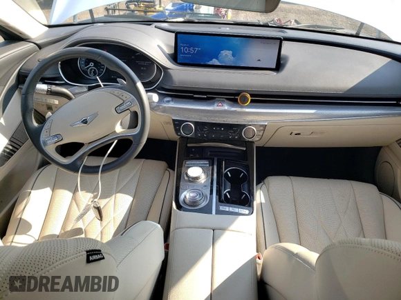 2023 Genesis G80 2.5T with VIN KMTGB4SC4PU144730, listed as a Copart auction lot 73025174 with 35,382 mi miles and Salvage Title. Bid and sale history available at carsss.com. Image 8.