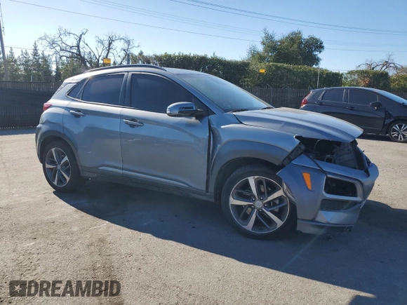2021 Hyundai Kona Ultimate with VIN KM8K53A52MU679799, listed as a Copart auction lot 46955995 with 0 mi miles and Salvage Title. Bid and sale history available at carsss.com. Image 4.