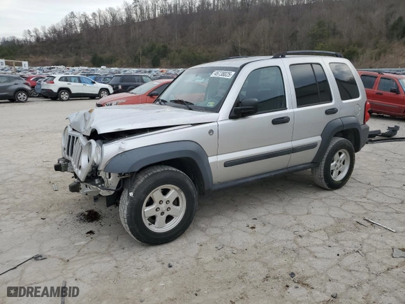 2007 Jeep Liberty Sport with VIN 1J4GL48KX7W632833, listed as a Copart auction lot 45738025 with 100,056 mi miles and Salvage Title. Bid and sale history available at carsss.com. Image 1.