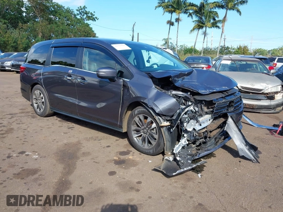 2023 Honda Odyssey EX-L with VIN 5FNRL6H65PB002896, listed as a IAAI auction lot 41559502 with 82,390 mi miles. Bid and sale history available at carsss.com. Image 1.