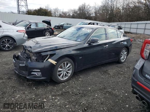 2017 Infiniti Q50 2.0t with VIN JN1CV7AR7HM681897, listed as a Copart auction lot 46796305 with 89,853 mi miles and Salvage Title. Bid and sale history available at carsss.com. Image 1.