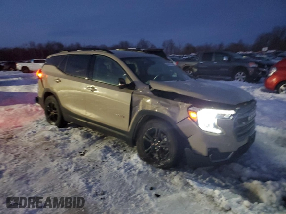 2022 GMC Terrain AT4 with VIN 3GKALYEV1NL309263, listed as a Copart auction lot 46481495 with 36,597 mi miles and Salvage Title. Bid and sale history available at DreamBid. Image 4.