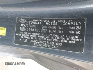 2008 Hyundai Accent GS with VIN KMHCM36C18U091400, listed as a IAAI auction lot 41942989 with 179,072 mi miles. Bid and sale history available at carsss.com. Image 9.