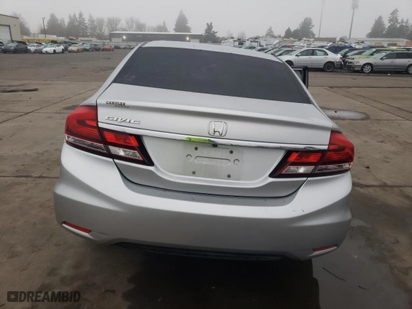 2013 Honda Civic Sdn LX with VIN 19XFB2F51DE265946, listed as a Copart auction lot 84639884 with 0 mi miles and Salvage Title. Bid and sale history available at carsss.com. Image 6.