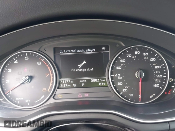 2017 Audi A4 Premium with VIN WAUGNAF44HN022241, listed as a IAAI auction lot 41912175 with 71,777 mi miles. Bid and sale history available at carsss.com. Image 7.