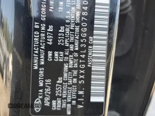 2016 Kia Optima LX with VIN 5XXGT4L35GG078401, listed as a Copart auction lot 52289455 with 116,460 mi miles and Salvage Title. Bid and sale history available at carsss.com. Image 12.