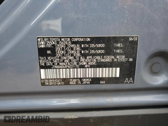 2023 Subaru Solterra Limited with VIN JTMABABA4PA031170, listed as a Copart auction lot 54517985 with 53,221 mi miles and Salvage title. Bid and sale history available at DreamBid. Image 13.