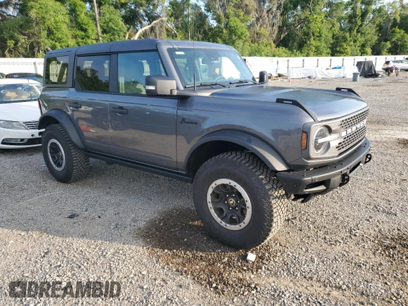 2024 Ford Bronco Badlands with VIN 1FMEE9BP4RLA21303, listed as a Copart auction lot 53457375 with 13,881 mi miles and Salvage title. Bid and sale history available at DreamBid. Image 4.