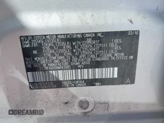2010 Toyota RAV4 with VIN 2T3BF4DV0AW043982, listed as a IAAI auction lot 41764235 with 1 mi miles. Bid and sale history available at carsss.com. Image 9.