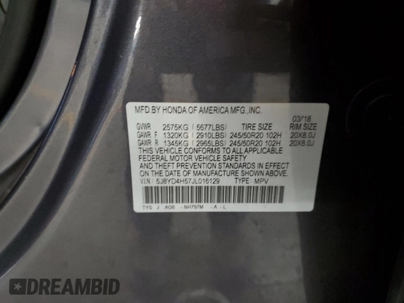2018 Acura MDX Technology с VIN 5J8YD4H57JL016129, выставлен на аукционе Copart как лот 58921365 с пробегом 99 051 миль миль и Списание • Salvage title. История ставок и продаж доступна на DreamBid. Изображение 14.