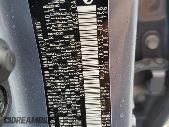 2021 Toyota Corolla LE with VIN 5YFEPMAEXMP204612, listed as a Copart auction lot 49215284 with 18,565 mi miles and Salvage Title. Bid and sale history available at DreamBid. Image 14.
