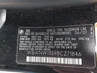 2008 BMW 5 Series 535i with VIN WBANW13598CZ71846, listed as a IAAI auction lot 42101914 with 167,317 mi miles and . Bid and sale history available at carsss.com. Image 9.