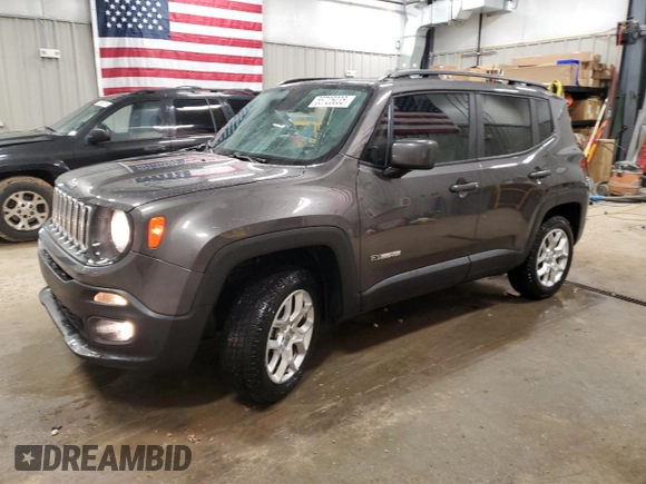 2018 Jeep Renegade Latitude z VIN ZACCJBBB8JPH66347, wystawiony jako Copart lot #55725035 z przebiegiem 65 166 mil mil oraz Szkoda całkowita • Salvage title. Historia ofert i sprzedaży dostępna na DreamBid. Obrazek 1.