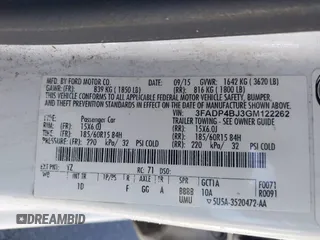2016 Ford Fiesta SE with VIN 3FADP4BJ3GM122262, listed as a IAAI auction lot 41760654 with 111,438 mi miles and . Bid and sale history available at DreamBid. Image 9.