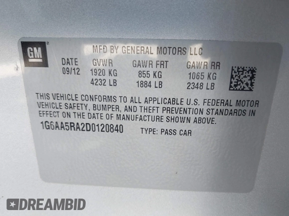 2013 Cadillac ATS z VIN 1G6AA5RA2D0120840, wystawiony jako IAAI lot #41276871 z przebiegiem 179 999 mil mil oraz . Historia ofert i sprzedaży dostępna na DreamBid. Obrazek 9.