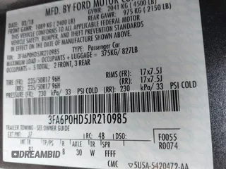 2018 Ford Fusion SE with VIN 3FA6P0HD5JR210985, listed as a IAAI auction lot 41776984 with 83,415 mi miles. Bid and sale history available at carsss.com. Image 9.
