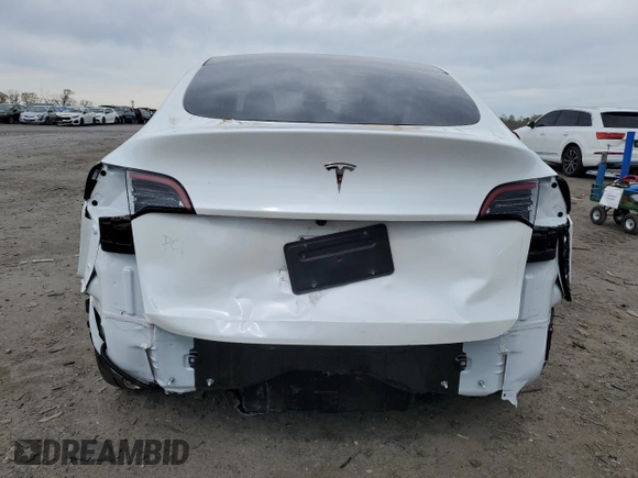2025 Tesla Model Y Long Range with VIN 7SAYGDED5SF241318, listed as a Copart auction lot 51614245 with 3,682 mi miles and Salvage Title. Bid and sale history available at DreamBid. Image 6.
