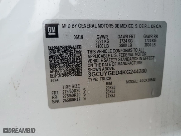 2019 Chevrolet Silverado 1500 LTZ with VIN 3GCUYGED4KG244280, listed as a Copart auction lot 44881395 with 78,083 mi miles and Clean Title. Bid and sale history available at carsss.com. Image 15.