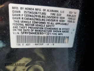 2014 Acura MDX Advance with VIN 5FRYD4H83EB041321, listed as a Copart auction lot 53057295 with Not Provided miles and Salvage Title. Bid and sale history available at DreamBid. Image 13.