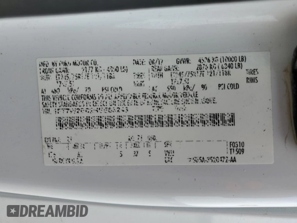 2017 Ford F-250 Lariat with VIN 1FT7W2B62HEE65243, listed as a Copart auction lot 55686505 with 212,089 mi miles and Salvage title. Bid and sale history available at DreamBid. Image 13.