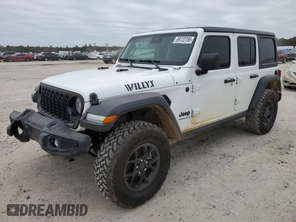 2024 Jeep Wrangler Sport with VIN 1C4PJXDG7RW364535, listed as a Copart auction lot 89122785 with 1,631 mi miles and Salvage Title. Bid and sale history available at DreamBid. Image 1.