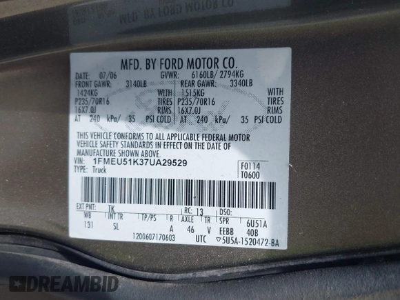 2007 Ford Explorer Sport Trac XLT с VIN 1FMEU51K37UA29529, выставлен на аукционе IAAI как лот 42797214 с пробегом 241 775 миль миль и . История ставок и продаж доступна на DreamBid. Изображение 9.
