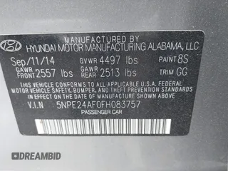 2015 Hyundai Sonata SE with VIN 5NPE24AF0FH083757, listed as a IAAI auction lot 42104496 with 138,700 mi miles and . Bid and sale history available at DreamBid. Image 9.