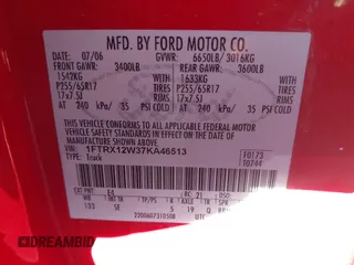 2007 Ford F-150 STX with VIN 1FTRX12W37KA46513, listed as a IAAI auction lot 41470028 with 215,866 mi miles and . Bid and sale history available at DreamBid. Image 9.