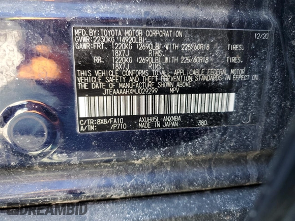 2021 Toyota Venza LE with VIN JTEAAAAHXMJ029299, listed as a Copart auction lot 50992295 with 234,216 mi miles and Salvage Title. Bid and sale history available at carsss.com. Image 13.