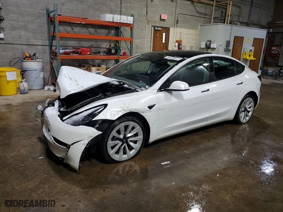 2022 Tesla Model 3 Long Range with VIN 5YJ3E1EB5NF191695, listed as a Copart auction lot 87872095 with 54,489 mi miles and Non Repairable. Bid and sale history available at carsss.com. Image 1.