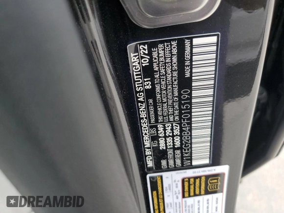 2023 Mercedes-Benz EQE with VIN W1KEG2BB4PF015190, listed as a Copart auction lot 55633594 with 14,807 mi miles and Salvage Title. Bid and sale history available at carsss.com. Image 15.