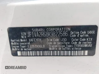 2019 Subaru WRX STI with VIN JF1VA2R68K9822586, listed as a IAAI auction lot 42071007 with Not provided miles and . Bid and sale history available at DreamBid. Image 9.
