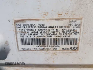 2009 Mitsubishi Lancer DE with VIN JA3AU16U29U040688, listed as a IAAI auction lot 42116109 with 202,015 mi miles. Bid and sale history available at carsss.com. Image 9.