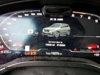 2022 BMW X3 M with VIN 5YM13EC05N9K66502, listed as a Copart auction lot 43451573 with 10,270 mi miles and Salvage Title. Bid and sale history available at carsss.com. Image 9.