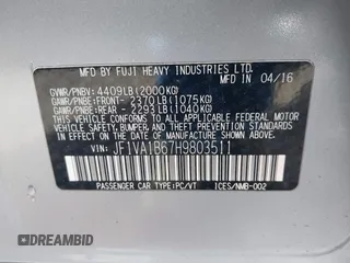 2017 Subaru WRX with VIN JF1VA1B67H9803511, listed as a IAAI auction lot 41920388 with 64,572 mi miles. Bid and sale history available at carsss.com. Image 9.