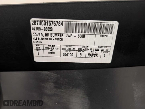 2020 Toyota Sienna with VIN 6700508100, listed as a Copart auction lot 47321475 with Not Provided miles and Clean Title. Bid and sale history available at DreamBid. Image 8.