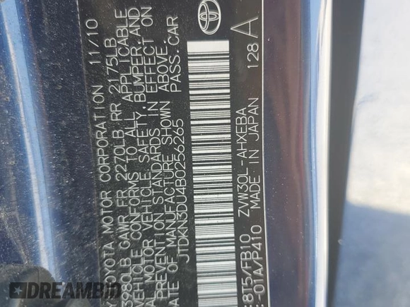 2011 Toyota Prius I z VIN JTDKN3DU4B0256265, wystawiony jako Copart lot #57477715 z przebiegiem 72 774 mil mil oraz Szkoda całkowita • Salvage title. Historia ofert i sprzedaży dostępna na DreamBid. Obrazek 13.