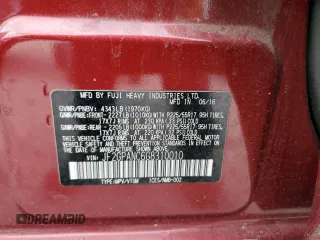 2016 Subaru Crosstrek Limited с VIN JF2GPANC6G8310010, выставлен на аукционе Copart как лот 57705375 с пробегом 68 267 миль миль и Списание • Salvage title. История ставок и продаж доступна на DreamBid. Изображение 13.