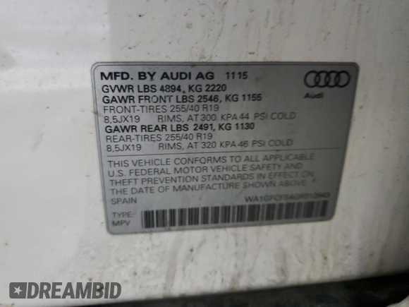 2016 Audi Q3 Prestige z VIN WA1GFCFS4GR010943, wystawiony jako Copart lot #51460015 z przebiegiem 80 637 mil mil oraz Szkoda całkowita • Salvage title. Historia ofert i sprzedaży dostępna na DreamBid. Obrazek 13.