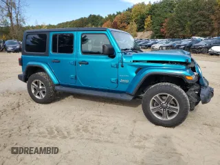 2020 Jeep Wrangler Unlimited Sahara with VIN 1C4HJXEN5LW107415, listed as a Copart auction lot 76152244 with 117,840 mi miles and Salvage title. Bid and sale history available at DreamBid. Image 4.
