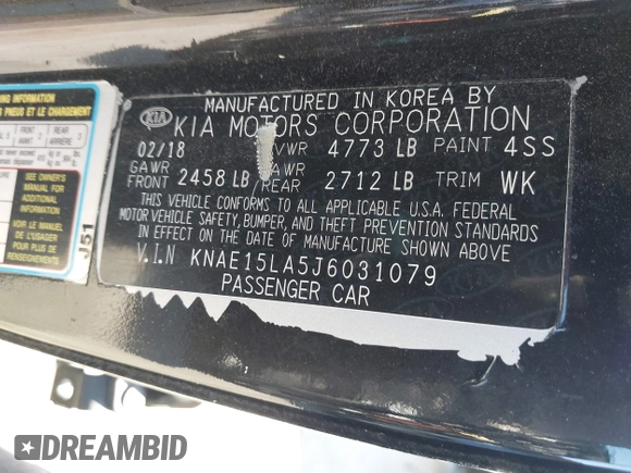 2018 Kia Stinger with VIN KNAE15LA5J6031079, listed as a IAAI auction lot 41137507 with 82,911 mi miles and . Bid and sale history available at DreamBid. Image 9.