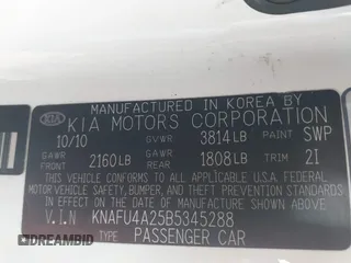 2011 Kia Forte EX with VIN KNAFU4A25B5345288, listed as a IAAI auction lot 41936975 with 232,090 mi miles. Bid and sale history available at carsss.com. Image 9.