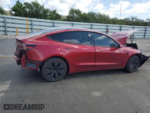 2025 Tesla Model 3 Long Range with VIN 5YJ3E1EA4SF897642, listed as a Copart auction lot 55498795 with 6,099 mi miles and Salvage title. Bid and sale history available at DreamBid. Image 3.