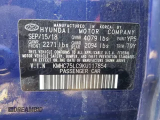 2019 Hyundai Ioniq SEL z VIN KMHC75LC9KU117854, wystawiony jako Copart lot #49612875 z przebiegiem 87 845 mil mil oraz Szkoda całkowita • Salvage title. Historia ofert i sprzedaży dostępna na DreamBid. Obrazek 12.