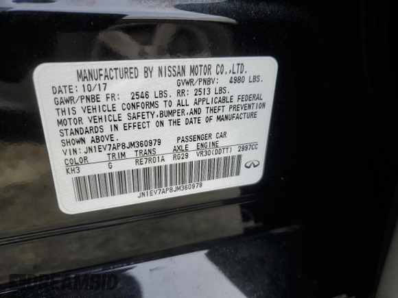 2018 Infiniti Q50 Luxe z VIN JN1EV7AP8JM360979, wystawiony jako Copart lot #49879575 z przebiegiem 80 031 mil mil oraz Szkoda całkowita • Salvage title. Historia ofert i sprzedaży dostępna na DreamBid. Obrazek 12.