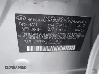 2020 Hyundai Elantra SEL z VIN 5NPD84LF2LH585950, wystawiony jako IAAI lot #41928442 z przebiegiem 48 947 mil mil oraz . Historia ofert i sprzedaży dostępna na DreamBid. Obrazek 9.